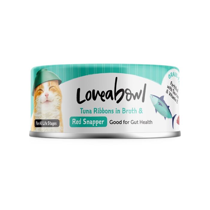 Loveabowl囍碗 無穀物貓罐頭 - 護毛吞拿魚紅鯛魚肉湯 70g