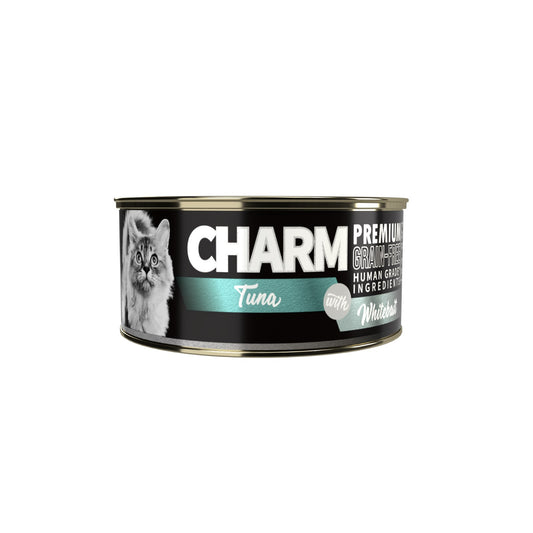 CHARM 濃湯吞拿魚伴吻仔魚貓罐頭 80g