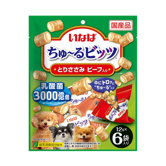 Inaba CIAO [3000億乳酸菌超奴流心粒] 雞肉+牛肉 (6支裝)