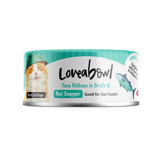 Loveabowl囍碗 無穀物貓罐頭 - 護毛吞拿魚紅鯛魚肉湯 70g
